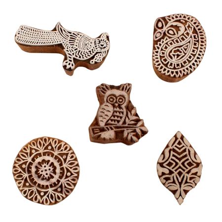 Set of 5 Piece New Mix Wooden Printing Blocks